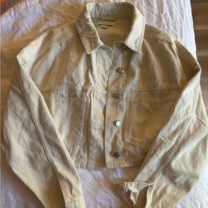 Topshop cropped cream denim jacket